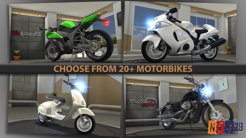 Traffic Rider cung cấp 29 mẫu xe khác nhau