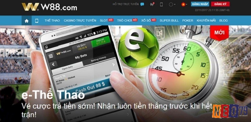 Giao diện chính của W88 với các trò chơi bài cào nổi bật