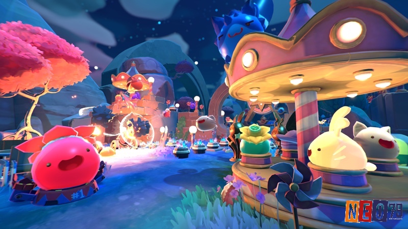 Slime Rancher cho người chơi nuôi các slime đáng yêu, thu thập tài nguyên và mở rộng trang trại trên hành tinh Far, Far Range đầy màu sắc