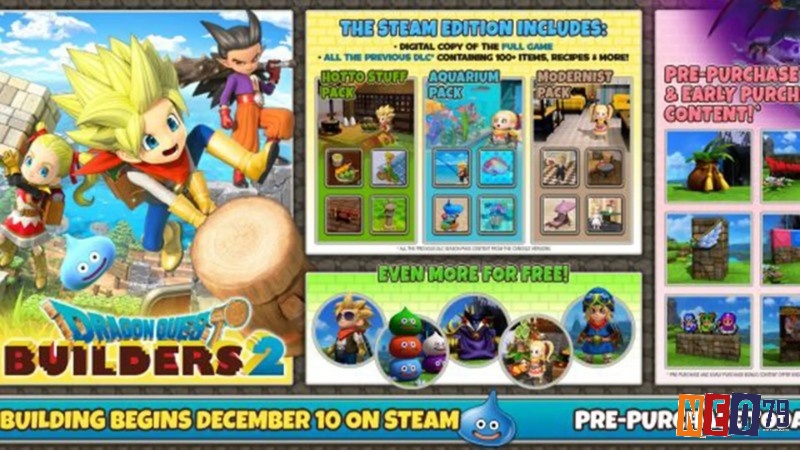 Dragon Quest Builders 2 kết hợp RPG và xây dựng khối hộp, với cốt truyện hấp dẫn, nhân vật dễ thương, nhiệm vụ rõ ràng và chế độ co-op cùng bạn bè