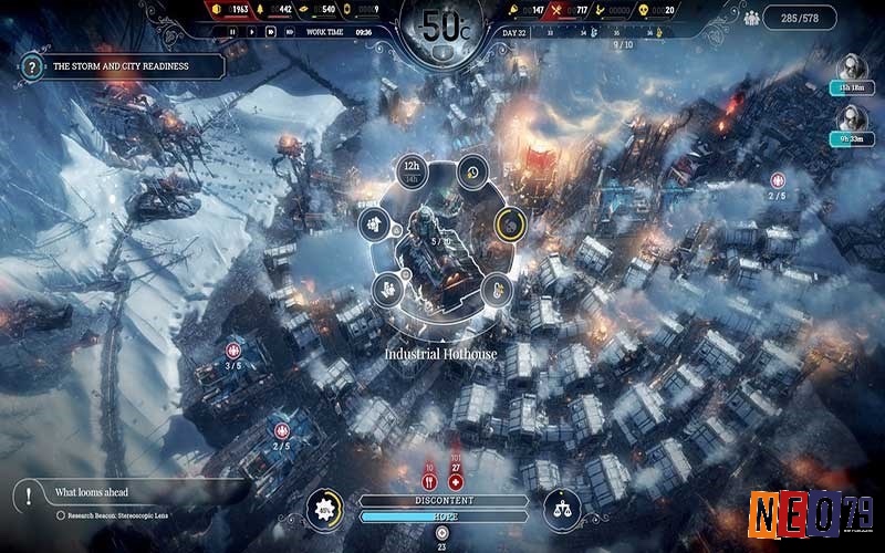 Frostpunk đặt người chơi vào vai lãnh đạo thành phố trong thế giới băng giá, buộc đưa ra quyết định sinh tồn khó khăn