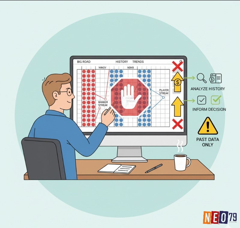 Người chơi Baccarat hiểu rằng Big Road chỉ là công cụ phân tích dữ liệu quá khứ, không dự đoán tương lai