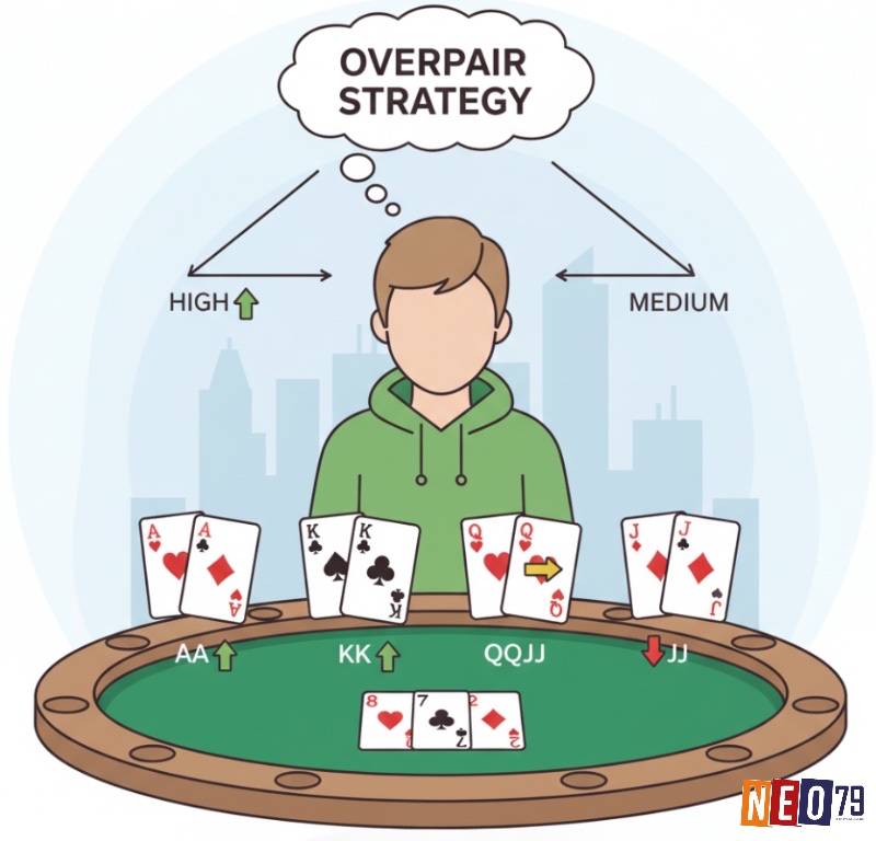 Anh em chơi poker thường đối chiếu các overpair (AA, KK, QQ, JJ) nhằm xây dựng chiến lược và lựa chọn nước đi hợp lý