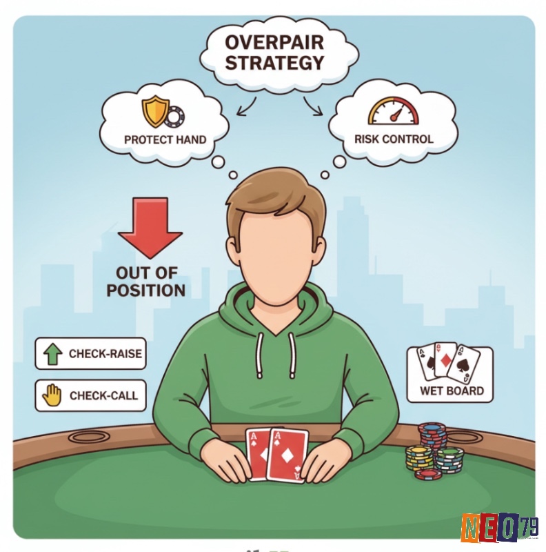 Người chơi poker ở vị trí ngoài (OOP) cẩn trọng với overpair, bảo vệ bài và kiểm soát rủi ro