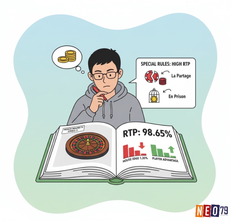 Người chơi roulette đang tìm hiểu về roulette Pháp với luật La Partage và En Prison, giúp tăng RTP lên 98.65%