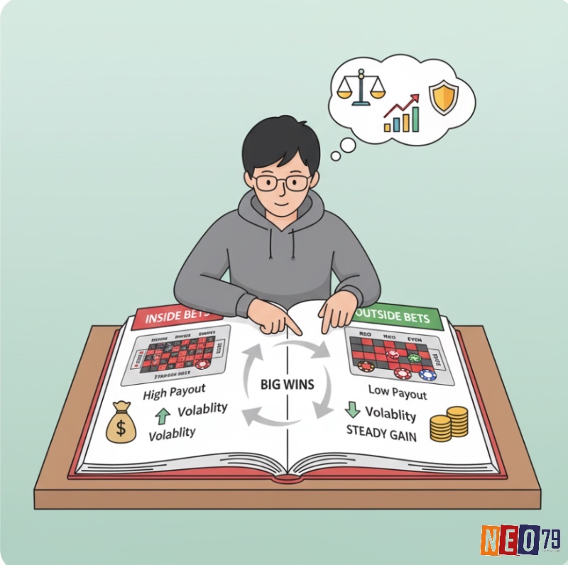 Người chơi roulette đang so sánh cược trong và cược ngoài để tối ưu hóa RTP, cân bằng rủi ro và lợi nhuận