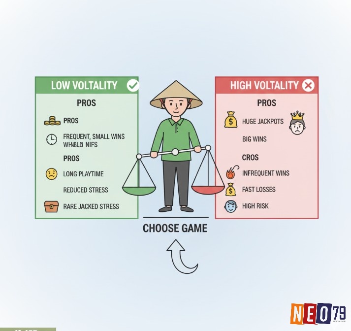 Người chơi so sánh slot volatility thấp và cao để chọn game phù hợp với phong cách cá nhân