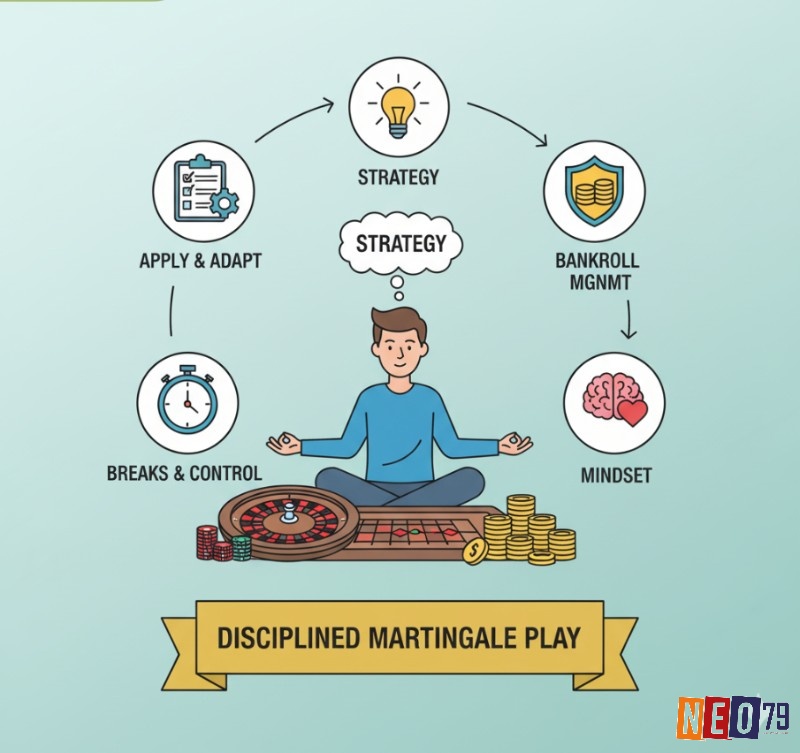 Người chơi Roulette áp dụng chiến thuật Martingale kỷ luật, quản lý vốn, tâm lý vững vàng để chinh phục trò chơi một cách có trách nhiệm