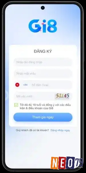 Việc đăng ký Gi8 trên di động bao gồm nhập thông tin cá nhân, xác minh số điện thoại và xác nhận điều khoản
