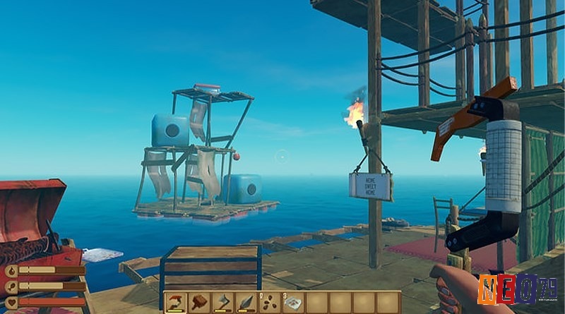 Game Raft có lối chơi sinh tồn với những điều kiện khó khăn và thiếu thốn ngoài biển khơi