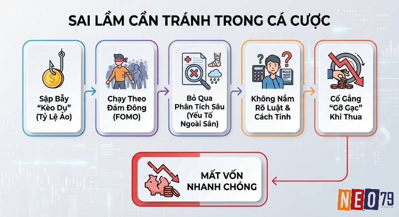 Tổng hợp 5 sai lầm chết người khi đọc và đặt kèo cá cược, từ kèo dụ đến gỡ gạc khi thua, khiến mất vốn nhanh chóng