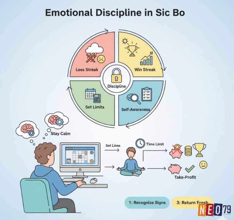 Người chơi Sic Bo học cách nhận biết dấu hiệu mệt mỏi hoặc mất tập trung để tạm dừng đúng lúc, giúp duy trì tâm lý ổn định khi chơi