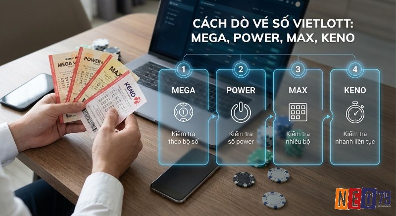 Hướng dẫn dò vé số Vietlott Mega, Power, Max, Keno bằng các phương pháp kiểm tra chuyên biệt từng loại hình
