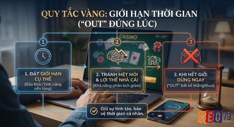 Quy trình 3 bước đặt giới hạn thời gian cá cược có trách nhiệm là gì, giúp người chơi giữ tỉnh táo và tránh lợi thế nhà cái