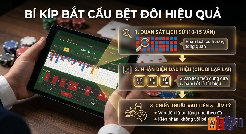 Quy trình 3 bước nhận diện dấu hiệu và cách bắt cầu bệt đôi hiệu quả qua bảng lịch sử và chiến thuật vào tiền từ từ
