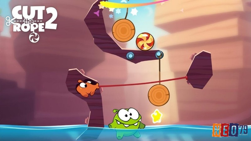 Màn Cut the Rope 2 - thao tác cắt dây và canh thời điểm để lấy sao
