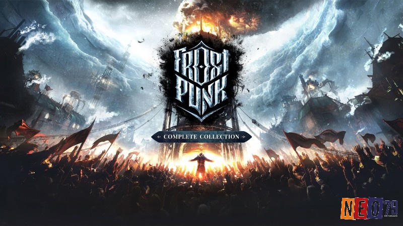 Hình ảnh thành phố băng tuyết với lò sưởi trung tâm trong game Frostpunk