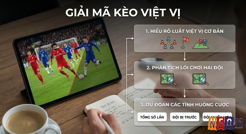 Quy trình 3 bước giải mã kèo việt vị (offsides) là gì, từ hiểu luật đến phân tích lối chơi và dự đoán các tình huống cược.