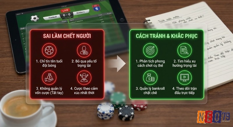 Bảng tóm tắt sai lầm thường gặp và cách khắc phục khi cược kèo việt vị (offsides) là gì, từ bỏ cảm tính đến quản lý vốn hiệu quả