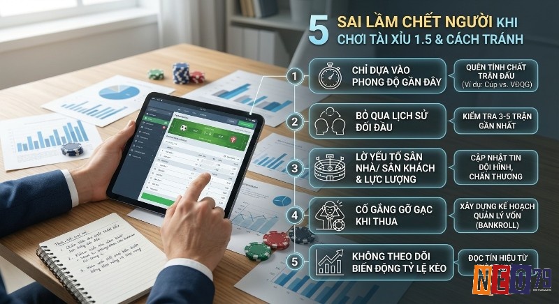 Hướng dẫn 5 sai lầm chết người khi chơi Tài xỉu 1.5 là gì và cách tránh: quản lý vốn, phân tích trận đấu, đọc kèo biến động