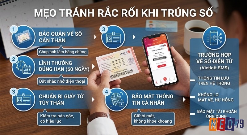 Quy trình 4 bước và mẹo bảo mật thông tin giúp người trúng số Vietlott tránh rắc rối, từ bảo quản vé đến lĩnh thưởng đúng hạn 60 ngày