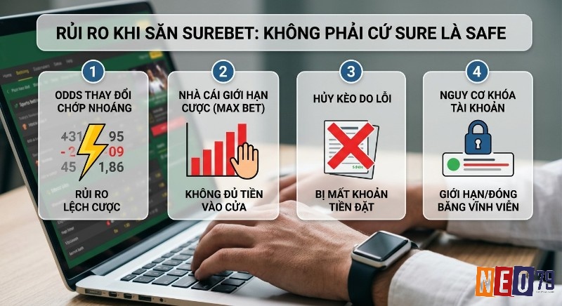 Checklist 4 rủi ro khi săn Surebet: Odds biến động, nhà cái giới hạn cược, nguy cơ hủy kèo và khóa tài khoản