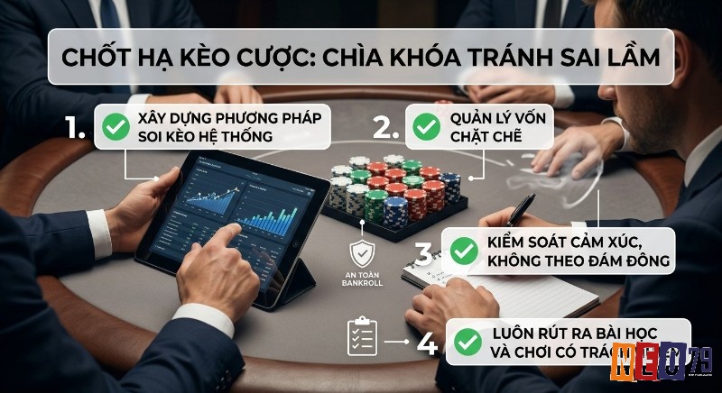 Tổng hợp 4 chìa khóa chốt kèo cược thành công giúp người chơi tránh sai lầm và luôn chơi có trách nhiệm