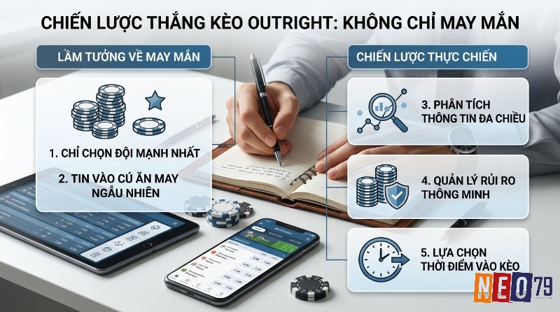 Chiến lược thực chiến thắng kèo vô địch (outright) là gì: phân tích thông tin đa chiều, quản lý rủi ro thông minh, lựa chọn thời điểm vào kèo, không dựa vào may mắn
