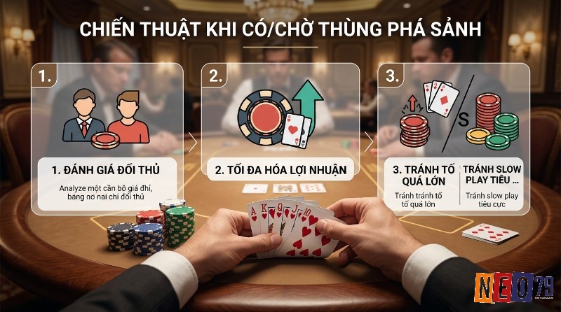 Chiến thuật chơi poker khi có Thùng phá sảnh là gì: 3 bước đánh giá đối thủ, tối đa hóa lợi nhuận, tránh tố lớn/slow play tiêu cực